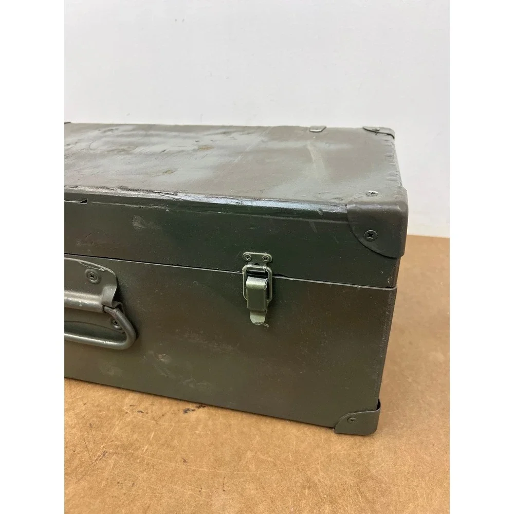 Vintage Military Wooden Chest Case OD Green Trunk Locking Tool Box Storage US